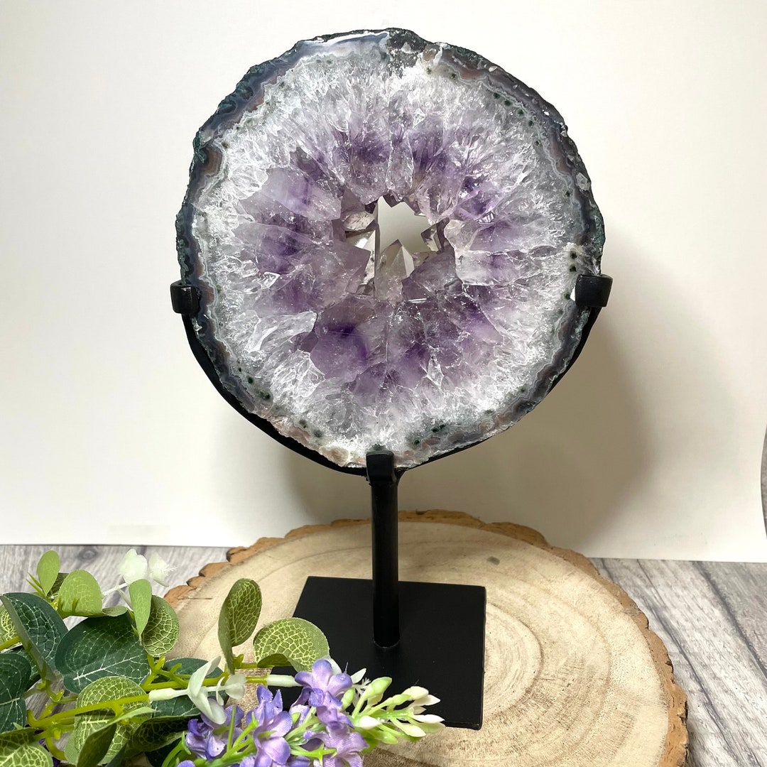Amethyst Portal Ring Cluster Druze on Stand 1.3 Kg - Etsy