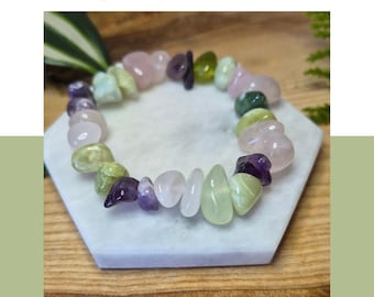 Growth, Renewal & Harmony Bracelet – New Jade, Rose Quartz and Amethyst Crystal Jewellery