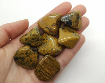 Yellow jasper gemstone tumbled stone 20- 25mm