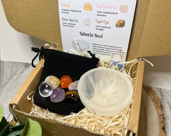 Crystal Charging Kit - Selenite Bowl & Tumble Stones Gift Set