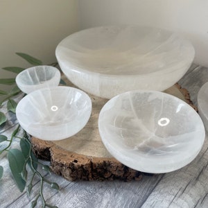 Selenite Bowl Natural For Charging Crystals & Clarity 60mm-95mm