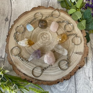 Gemstone points or tumbled stone keyrings image 2