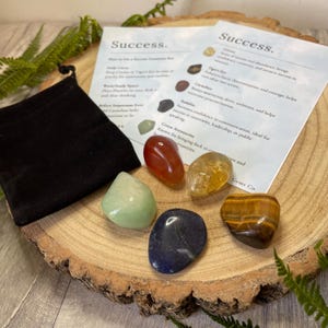 Success Gemstone Kit - 5 Tumbled Stones with Info Card and Velvet Bag