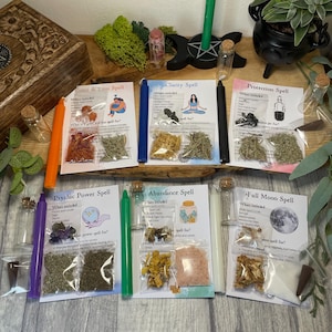Witchcraft Spell Kit Jar: Gemstones, Herbs, and Candle