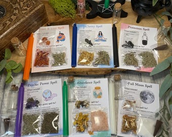 Witchcraft Spell Kit Jar: Gemstones, Herbs, and Candle