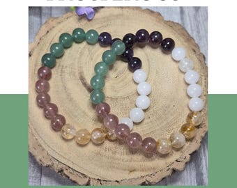 Prosperous Bloom Bracelet – Amethyst, Clear Quartz, Citrine, Strawberry Quartz and Aventurine | Abundance and Growth Crystal Jewelry