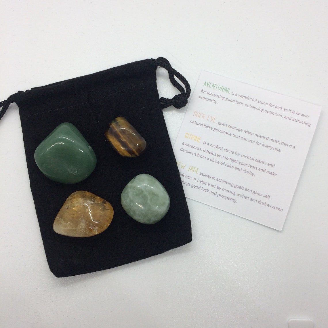 Good Luck Gemstone Kit 4 Tumbled Stones with Info Card and Etsy