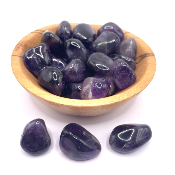 Amethyst dark purple tumbled stones small positive 20-30mm