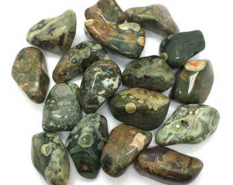 Rainforest Rhyolite green tumbled stone