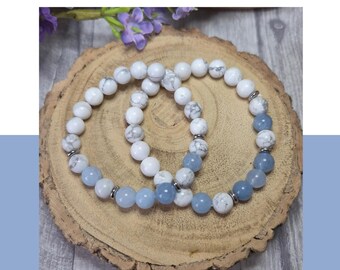 Calm Mind & Clarity Bracelet – Howlite and Blue Quartz | Soothing Crystal Jewelry