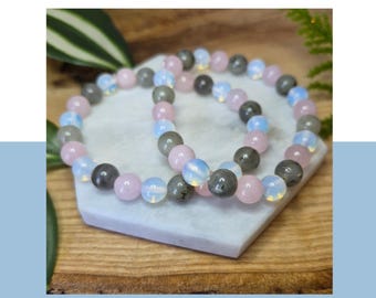 Intuition & Clarity Bracelet – Rose Quartz, Opalite, Labradorite | Spiritual Awareness and Healing Jewellery