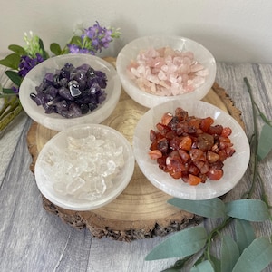 Natural Gemstone Chips – Amethyst, Carnelian, Rose Quartz & Clear Quartz  50-250 Grams Bulk deal