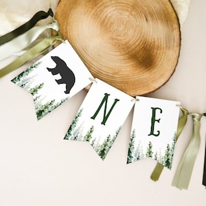 Wild High Chair Banner 1st Birthday, Printable Wild Bear High Chair Banner, Woodland High Chair Banner, Happy Camper One bunting, WB20