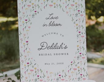 Love in Bloom Bridal Shower Invitation, Floral Garden Bridal Shower Invitation, Wildflower Bridal Shower Invitation, Canva Template LB1