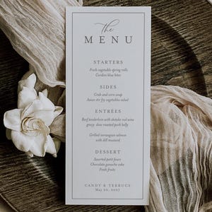Wedding Menu Template, Classic Menu Cards, Wedding Dinner Menu, Reception Dinner Menu Editable, Simple Elegant Menu, Traditional Menu, N25