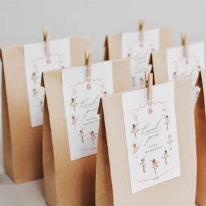 Ballerina Thank You Tag Template, Editable Ballet Dancer Party Tag, Tutu Birthday Thank You Tag, Ballerina Gift Card, Birthday gift tag, B5