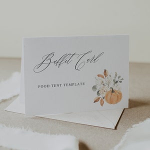 Fall Pumpkin Food Tent Cards Template, Fall Food Tents Cards Party, Pumpkin Buffet Cards Template, Fall Editable Food Tents Template, PK19