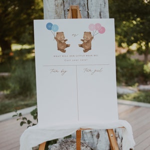 Bear He or She What Will Baby Be Sign, Gender Guess Board, He or She Template, Bear Gender Reveal Decorations, Gender Reveal Party, BR23