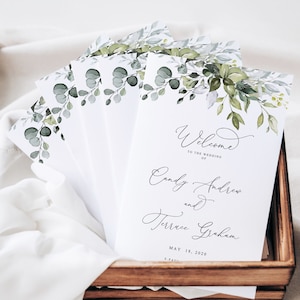 Wedding Program Template Folded, Wedding Program Printable, Order of Ceremony Template, Half Fold Program Template, Instant Download, G19