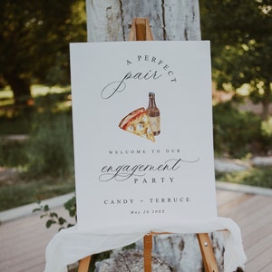 Perfect Pair Engagement Welcome Sign Template, Pizza and Beer Rehearsal Dinner, Printable Perfect Pair Rehearsal Dinner Welcome sign, PZ1