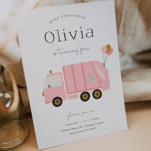 Garbage Truck Girl Birthday Invitation, Trash Bash Girl Birthday Party, Girl Garbage Truck Birthday, Dump Everything Party, Garbage Girl GG2