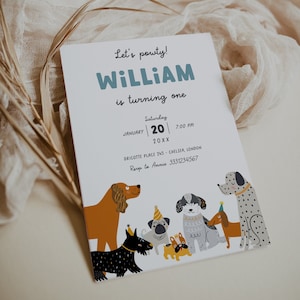 Dog Birthday Invitation Template, Editable Puppy Pawty Invitation, Dogs Birthday Invite, Pawty Birthday Party Invitation, Paw Birthday, DG1