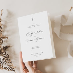 Catholic Wedding Program, Minimalist Wedding Program, Folded Wedding Program Template, Church Wedding Program, Order of Ceremony Template