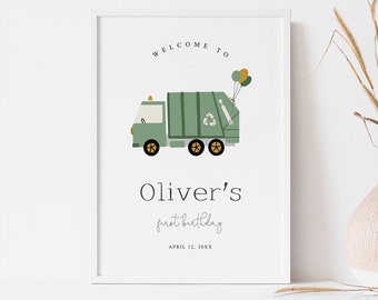 Garbage Truck First Birthday Welcome sign, Trash Bash Birthday Welcome sign, Garbage Welcome sign Poster Board, Birthday Welcome Sign, GB1