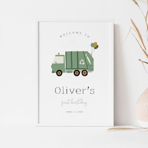 Garbage Truck First Birthday Welcome sign, Trash Bash Birthday Welcome sign, Garbage Welcome sign Poster Board, Birthday Welcome Sign, GB1