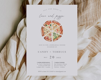 Love and Pizza Rehearsal Dinner Invitation, Pizza Party Rehearsal Invitation Template, Rehearsal Dinner Party, Pizza rehearsal Dinner, PZ1