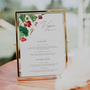 Panneau de menu végétalien, modèle de menu de bar végétarien, menu de légumes, menu de mariage végétalien, menu de fête cultivé localement, menu de salades, menu de sandwichs