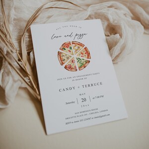 Love and Pizza Engagement Invitation, Pizza Party Engagement Invitation Template, Pizza Engagement Party Invitation, Pizza party Invite, PZ1