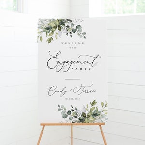 Greenery Engagement Party Welcome Sign Template, Printable Engagement Welcome sign, Sage Green Engagement Party Welcome sign Template G19