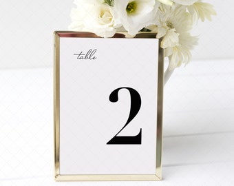 Wedding Table Numbers Template, Minimal Table Numbers printable, Editable Modern Table Numbers, Simple Table Numbers Instant Download, ZL16