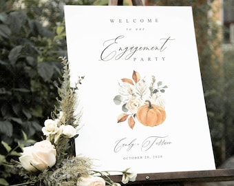 Fall Engagement Welcome Sign Template, Editable Sign, Printable Fall Pumpkin Welcome sign, Self-Editing Welcome sign, Instant Download PK19
