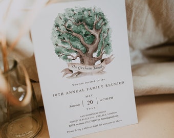 Family Reunion Invitation Template, Family Reunion Party Invitation, Family Tree Invitation, Family Barbecue, Summer Family Reunion Invite