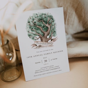 Family Reunion Invitation Template, Family Reunion Party Invitation, Family Tree Invitation, Family Barbecue, Summer Family Reunion Invite
