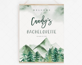 Mountains Bachelorette Welcome Sign, Cabin Bridal Shower Welcome sign, Bachelorette Weekend Welcome sign, Forest Bridal  Shower Welcome sign