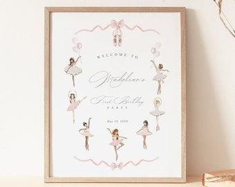 Ballerina Birthday Welcome Sign, Tutu Ballet Birthday Welcome Sign, Ballet Dancer Welcome Sign, Ballerina Birthday Party Decorations, B5