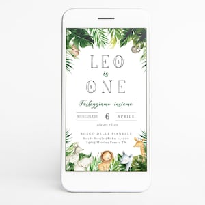 Invito Digitale Compleanno, Invito whatsapp Primo Compleanno, Invito Compleanno Safari, Invito Elettronico Giungla, Invito  Safari Bambino