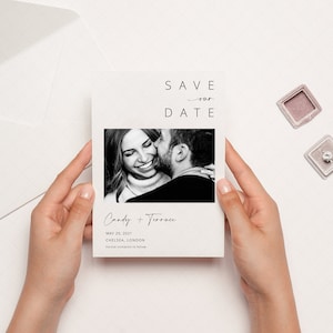 Save the date Template, Printable Save the Date Editable, Minimal Save the date, Simple Modern Photo Save the date,Instant Download PDF M20