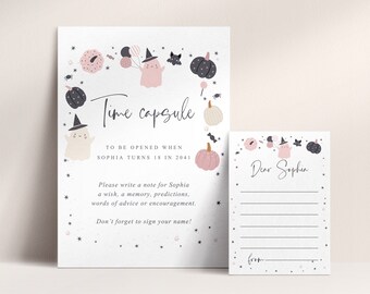 Halloween Birthday Time Capsule, Time Capsule sign, Time capsule card, Spooky One Time capsule, Pink Ghost Time capsule, Halloween Party HWG
