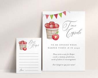 Fall Apple Time Capsule First Birthday Template, Time Capsule sign, Time capsule card, Apple First Birthday Sign, INSTANT DOWNLOAD AB20