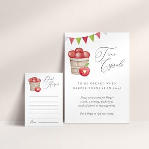 Apple Time Capsule First Birthday Template, Time Capsule sign, Time capsule card, Fall Apple First Birthday Sign, INSTANT DOWNLOAD AB20