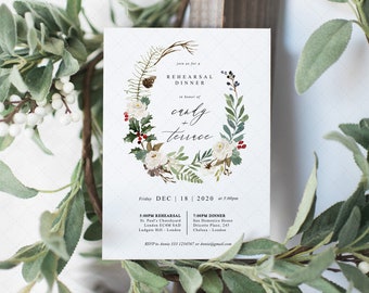 Winter Rehearsal Dinner Invitation Template, Christmas Rehearsal Dinner Invitation, The Night Before Invitation • INSTANT DOWNLOAD • CR18