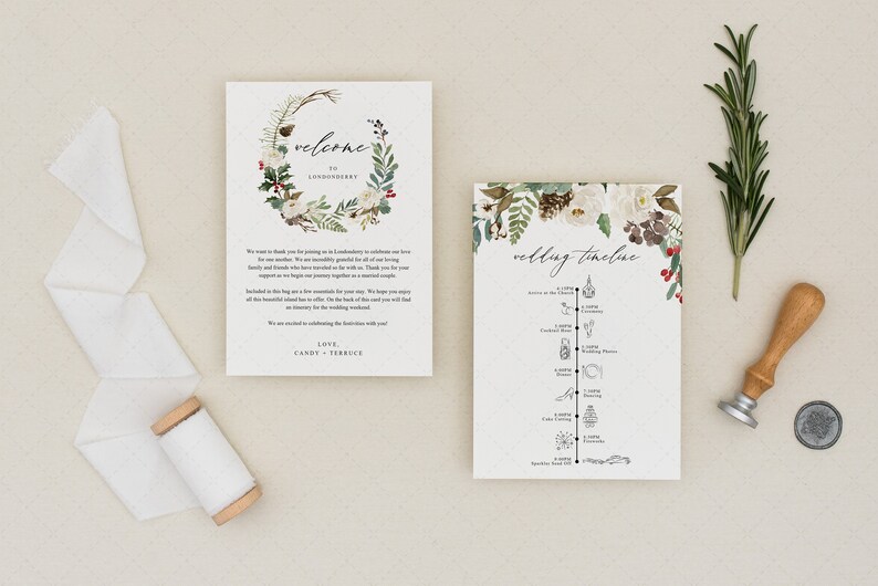 Winter Wedding Timeline Template Printable Wedding Welcome - Etsy