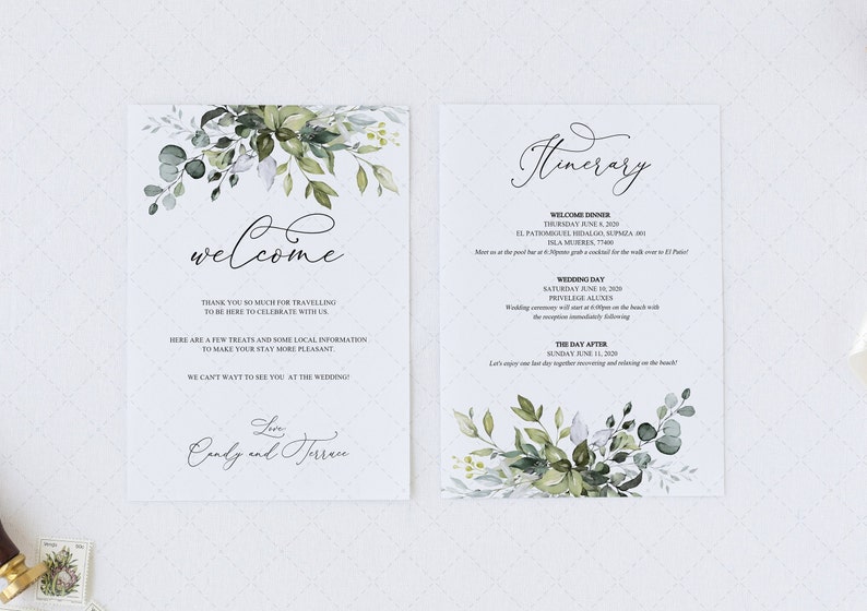 Welcome Letter and Itinerary, Wedding Schedule of Events, Printable Welcome Bag Note, Editable Wedding Weekend Itinerary, Agenda Card, G19 image 4