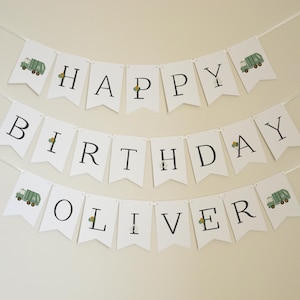 Garbage Truck Happy Birthday Banner Template, Editable Baby's First Birthday Flags, Happy 1st Birthday, Trash Bash Birthday Banner, GB1