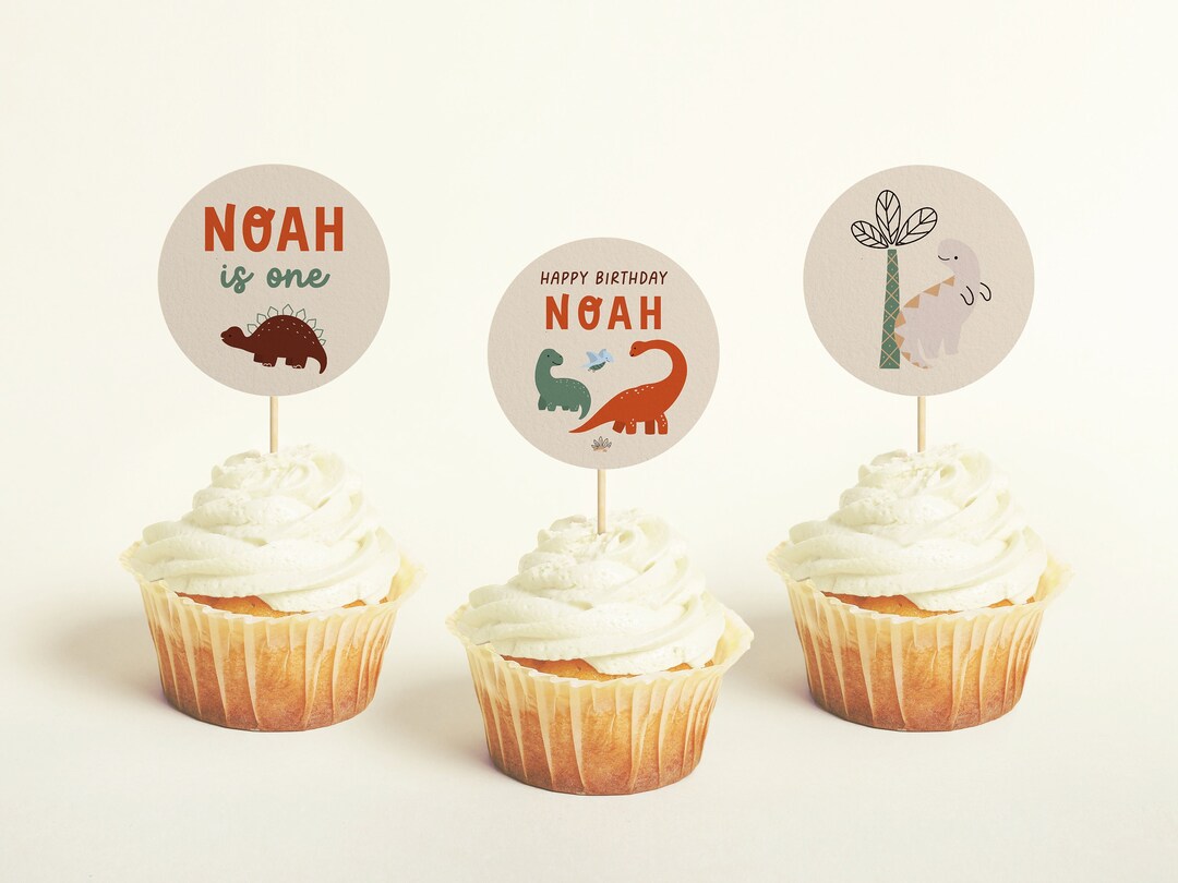 Dinosaur Cupcake Topper Template Dinosaur Party Topper Etsy