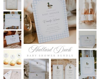 Mallard Duck Baby Shower Bundle, Blue Gingham Duck Baby Shower Bundle, Duck Hunting Baby Shower, MD1